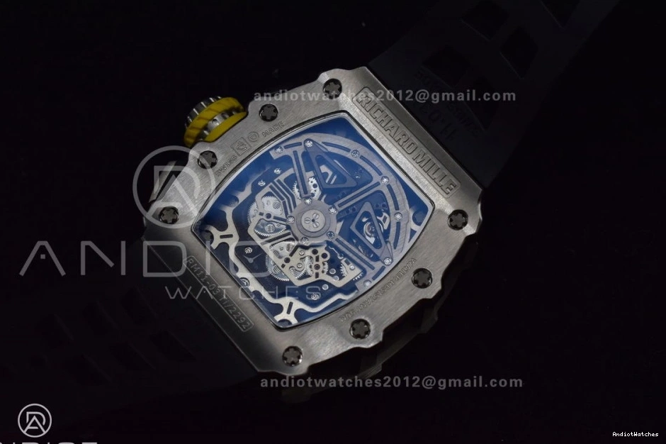 Strap V Chrono A7750 RM011 SS Sophisticated Rubber Crystal Edition Best Dial 1:1 KVF 1025 Black Black on 0915